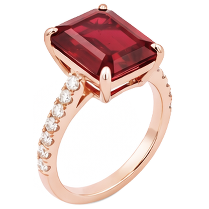 Emerald Ruby Gem-Stone Natural Earth Mined Diamond Wedding Ring 11.25 Carats Rose Gold 14K