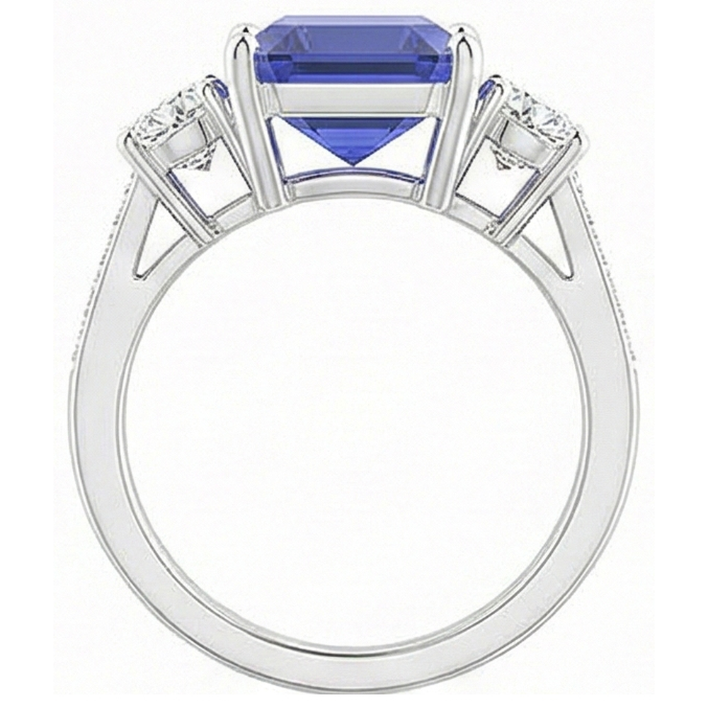 natural emerald sapphire 5ct ring on white background