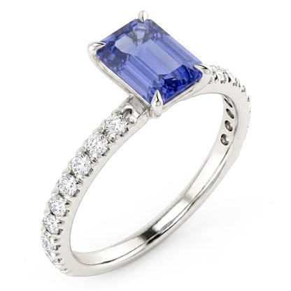 Emerald Sapphire Gemstone Ring Pave Set Natural Earth Mined Diamonds 3.50 Carats