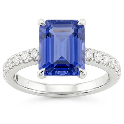 Emerald Sapphire Gemstone Ring Pave Set Natural Earth Mined Diamonds 3.50 Carats