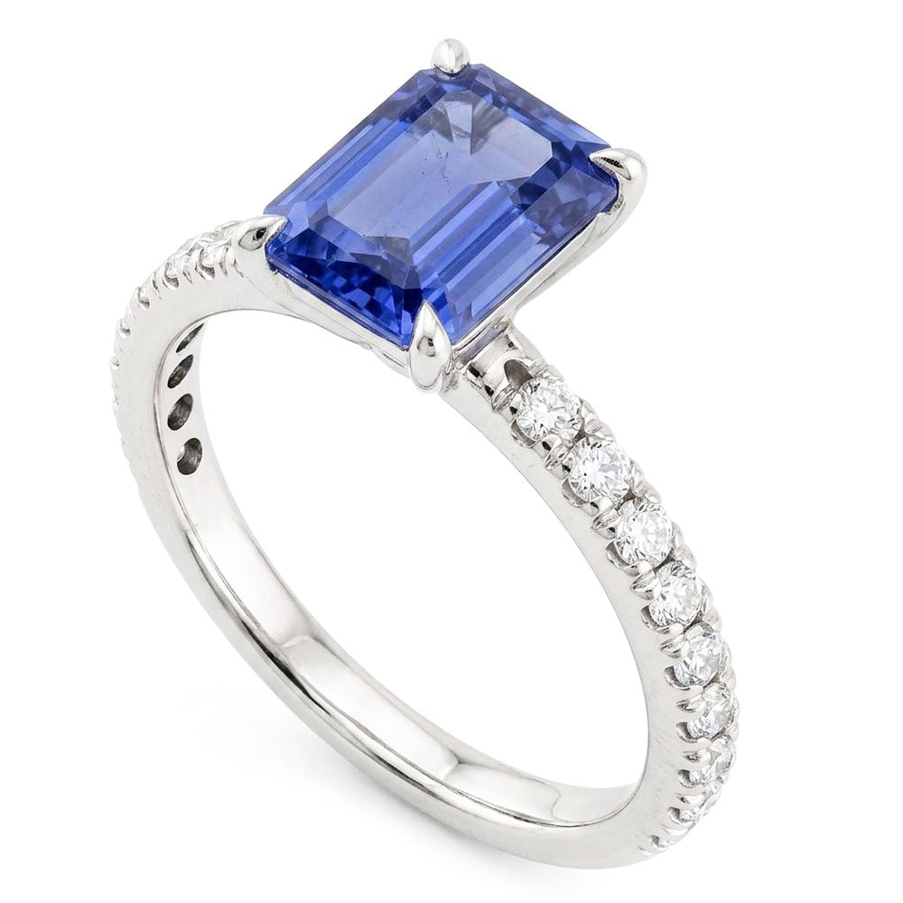 Emerald Sapphire Gemstone Ring Pave Set Natural Earth Mined Diamonds 3.50 Carats