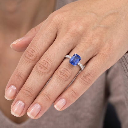 Emerald Sapphire Gemstone Ring Pave Set Natural Earth Mined Diamonds 3.50 Carats