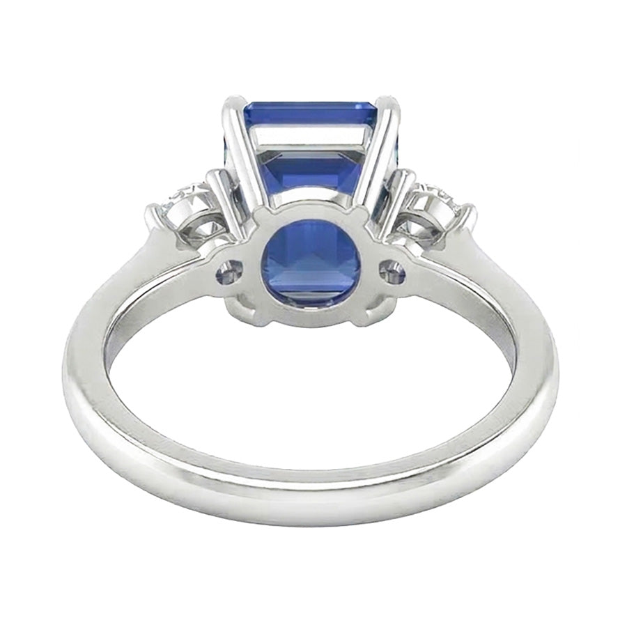 Emerald Sapphire Natural Earth Mined Diamond Ring 5 Stone White Gold 2 Carats Jewelry
