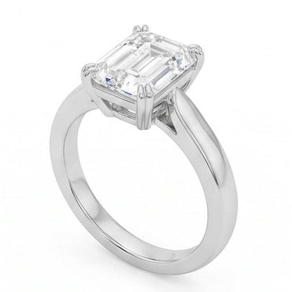 Emerald Shape Natural Earth Mined Diamond Solitaire Ring