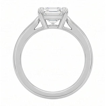 Emerald Shape Natural Earth Mined Diamond Solitaire Ring