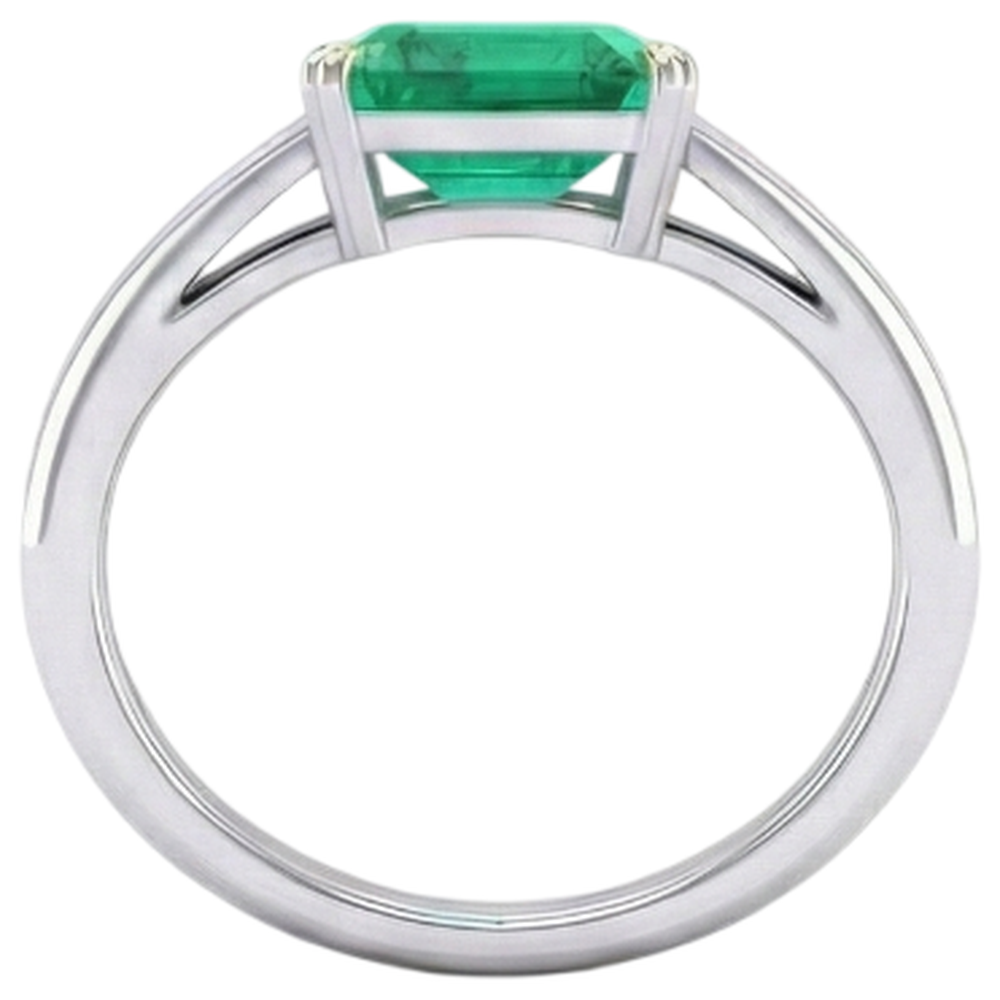 Natural Real ( Not Lab Grown ) Emerald GIA Shaped Solitaire Green Emerald GIA Ring