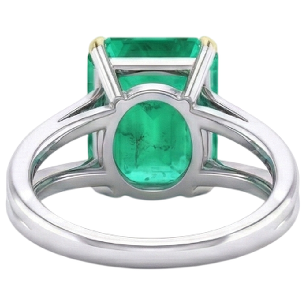Natural Real ( Not Lab Grown ) Emerald GIA Shaped Solitaire Green Emerald GIA Ring
