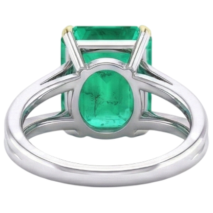 Natural Real ( Not Lab Grown ) Emerald GIA Shaped Solitaire Green Emerald GIA Ring