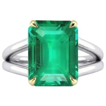 Natural Real ( Not Lab Grown ) Emerald GIA Shaped Solitaire Green Emerald GIA Ring