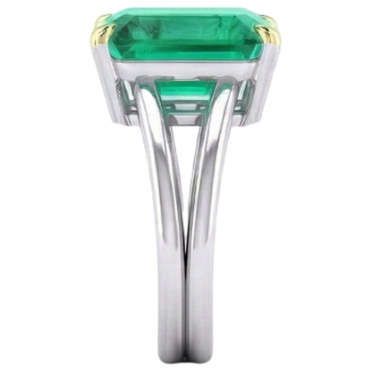 Natural Real ( Not Lab Grown ) Emerald GIA Shaped Solitaire Green Emerald GIA Ring