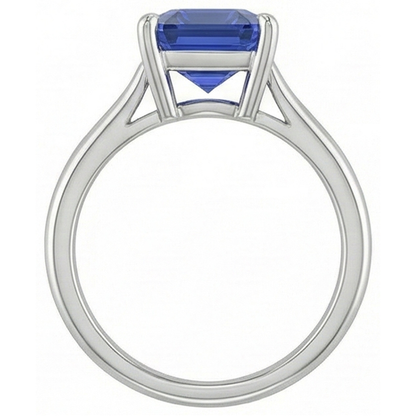 Natural Real ( Not Lab Grown )  Emerald Solitaire Blue Sapphire Ring 2.50 Carats Ladies Jewelry