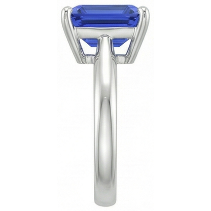 Natural Real ( Not Lab Grown )  Emerald Solitaire Blue Sapphire Ring 2.50 Carats Ladies Jewelry