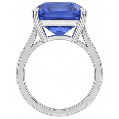 Natural Real ( Not Lab Grown )  Emerald Solitaire Ceylon Sapphire Ring With Accents 5 Carats