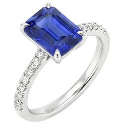Natural Sapphire Ring 4ct - White Gold 14K