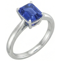 Natural Real ( Not Lab Grown )  Emerald Solitaire Srilanka Sapphire Engagement Ring 1.50 Carats