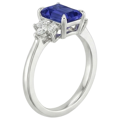 Emerald Sri Lankan Sapphire Natural Earth Mined Diamond Engagement Ring 2.50 Carats