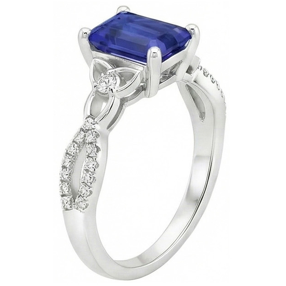natural round sapphire 3ct ring profile view