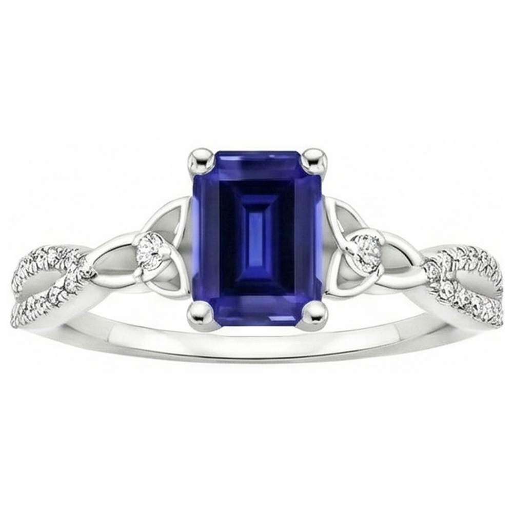 natural round sapphire 3ct ring close up detail