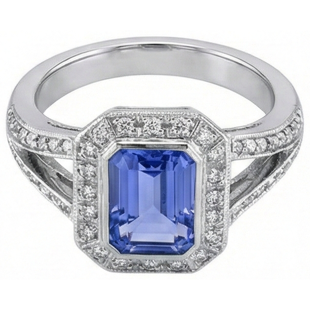 Emerald Tanzanite Natural Earth Mined Diamonds 5.36 Carat Fancy Ring New