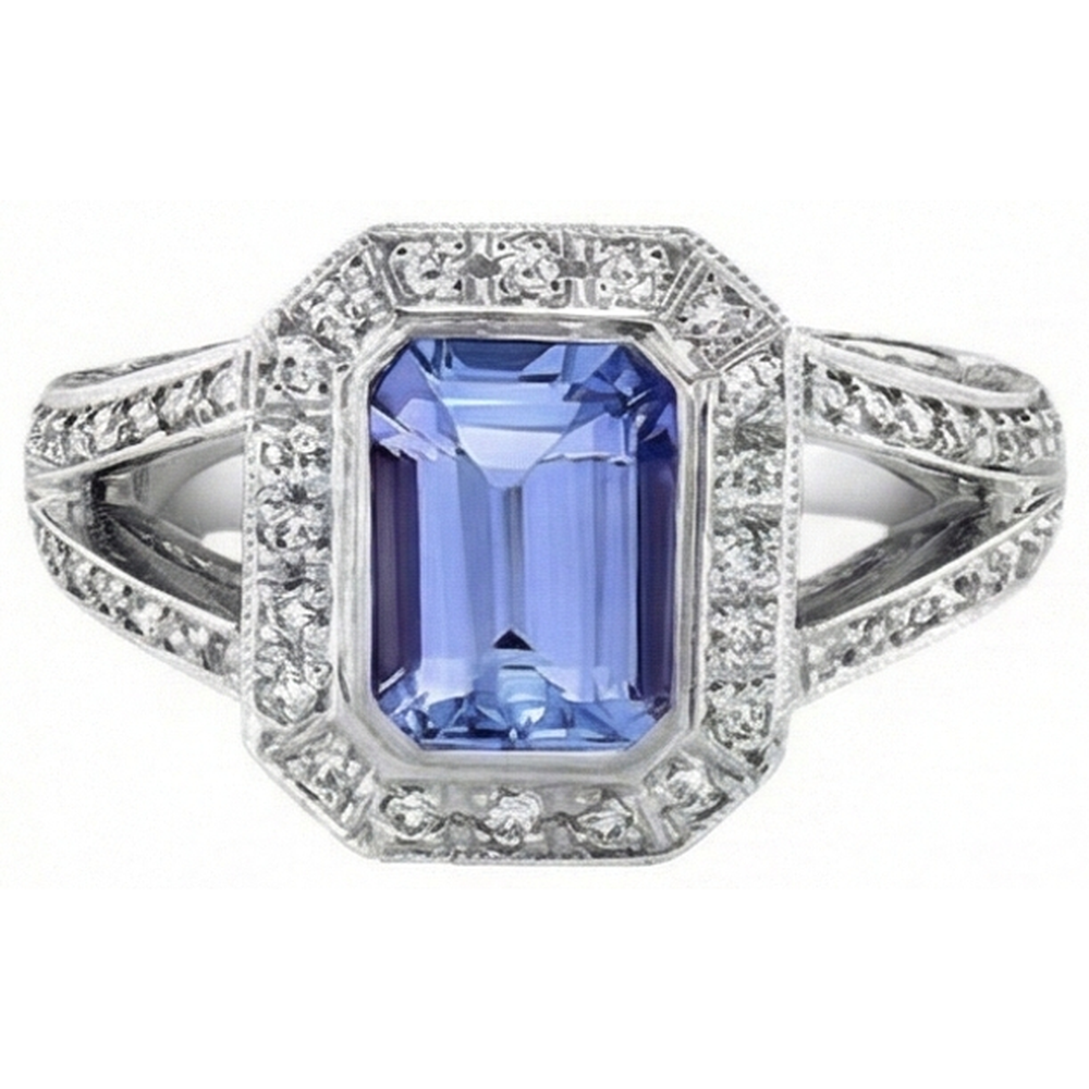 Emerald Tanzanite Natural Earth Mined Diamonds 5.36 Carat Fancy Ring New