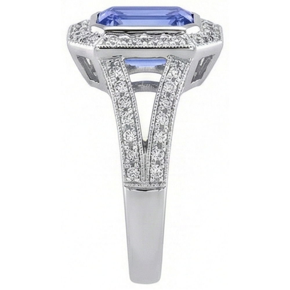 Emerald Tanzanite Natural Earth Mined Diamonds 5.36 Carat Fancy Ring New