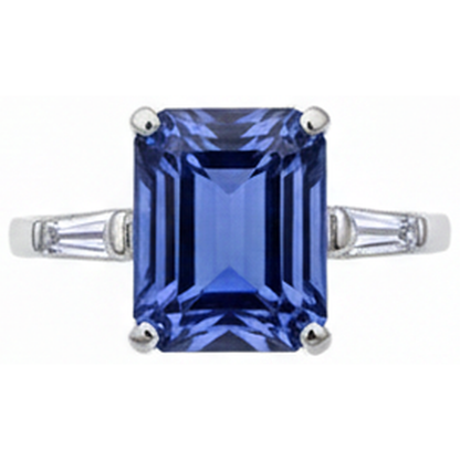 Emerald Tanzanite & Baguette Natural Earth Mined Diamond Ring 12.12 Carats White Gold 14K