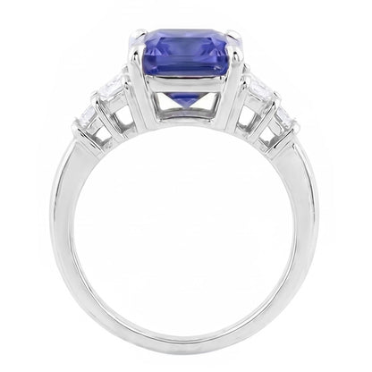Emerald & Baguette Natural Earth Mined Diamond Blue Sapphire Anniversary Ring New 4 Carats