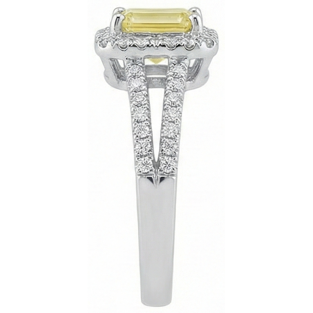 Emerald & Round Cut 4 Ct Yellow Sapphire Natural Earth Mined Diamonds Ring White Gold 14K
