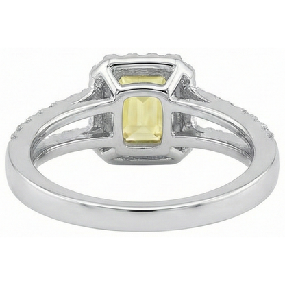 Emerald & Round Cut 4 Ct Yellow Sapphire Natural Earth Mined Diamonds Ring White Gold 14K