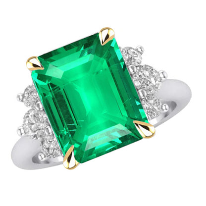 Emerald Cut Gemstone Ring Green Emerald Birthstone Jewelry