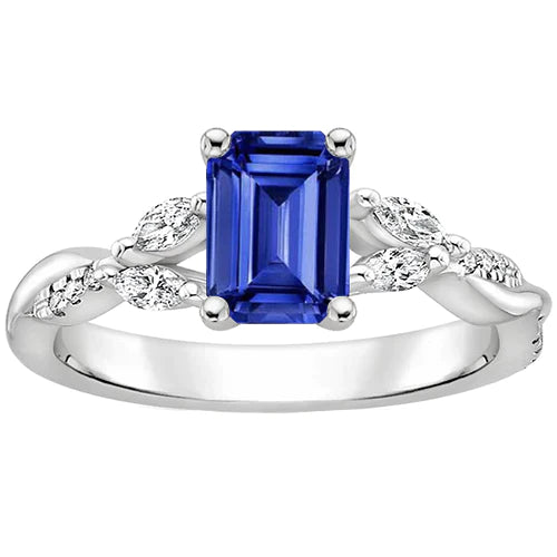 Emerald Cut Sapphire Women's Ring