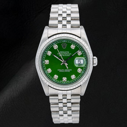 Rolex Datejust 16220 36mm Green Diamond Dial Stainless Steel Watch