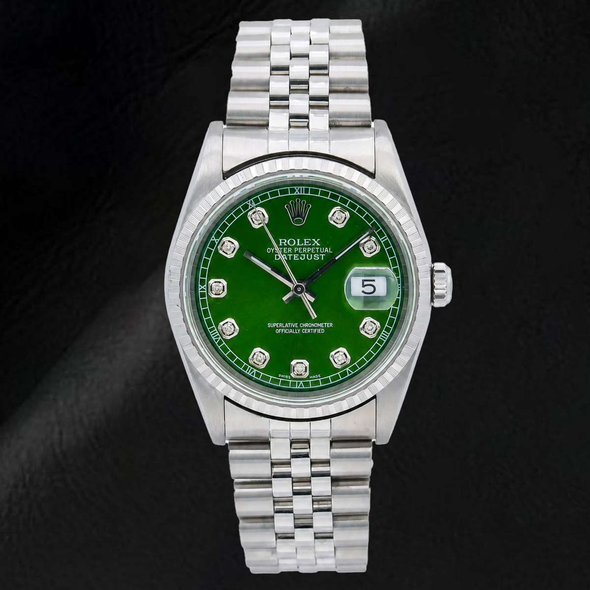 Rolex Datejust 16220 36mm Green Diamond Dial Stainless Steel Watch