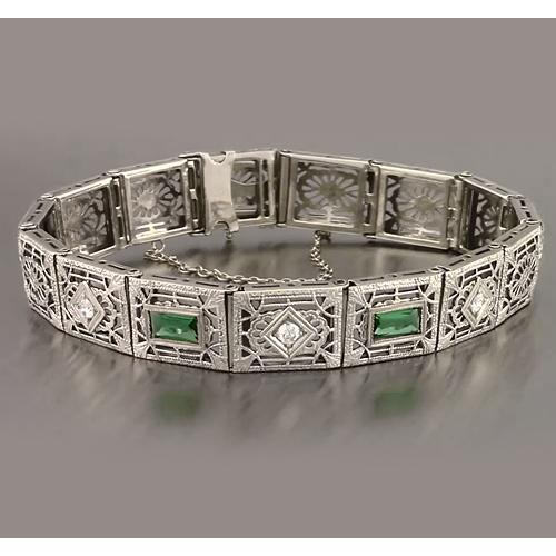  Emerald Diamond Baguette Cut Bracelet 4.05 Carats New