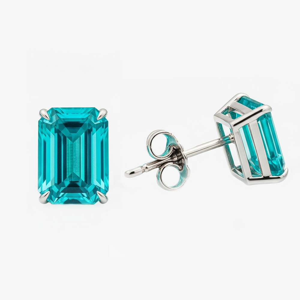 Emerald Paraiba Studs in White Gold