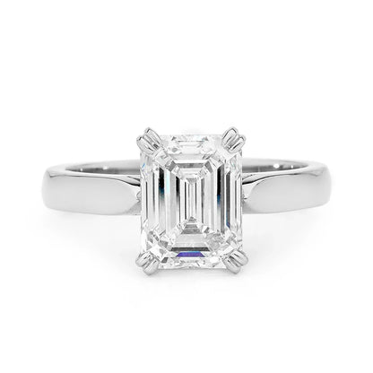 Emerald Shape Diamond Solitaire Ring