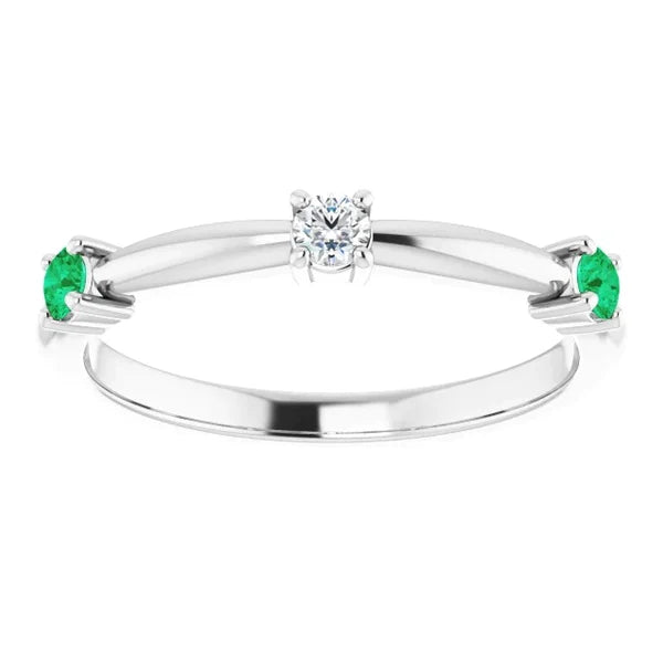 Emerald Stone Promise Ring 1.50 Carats White Gold 14K
