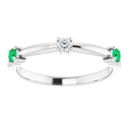 Emerald Stone Promise Ring 1.50 Carats White Gold 14K