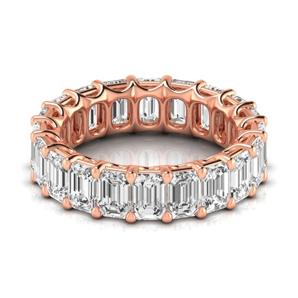 Emerald 6.60 Ct Lab Grown Diamond Wedding Eternity Band Rose Gold 14K