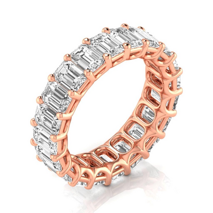 Emerald 6.60 Ct Lab Grown Diamond Wedding Eternity Band Rose Gold 14K