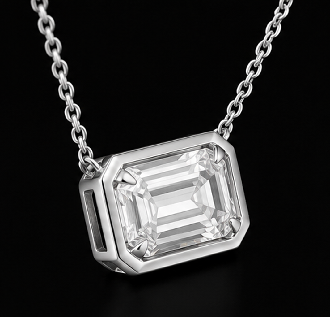 Emerald Cut 1 Carat Lab Grown Pendant 14K White Gold 