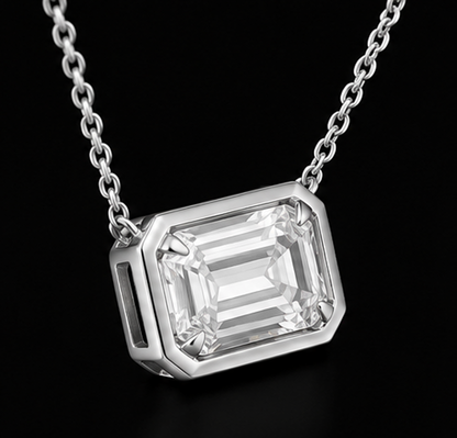 Emerald Cut 1 Carat Lab Grown Pendant 14K White Gold 