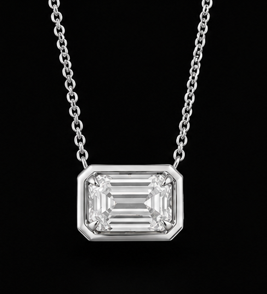 Emerald Cut 1 Carat Lab Grown Pendant 14K White Gold 