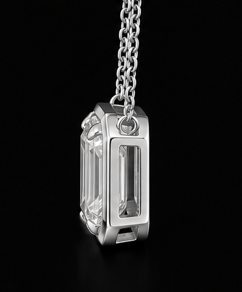 Emerald Cut 1 Carat Lab Grown Pendant 14K White Gold 