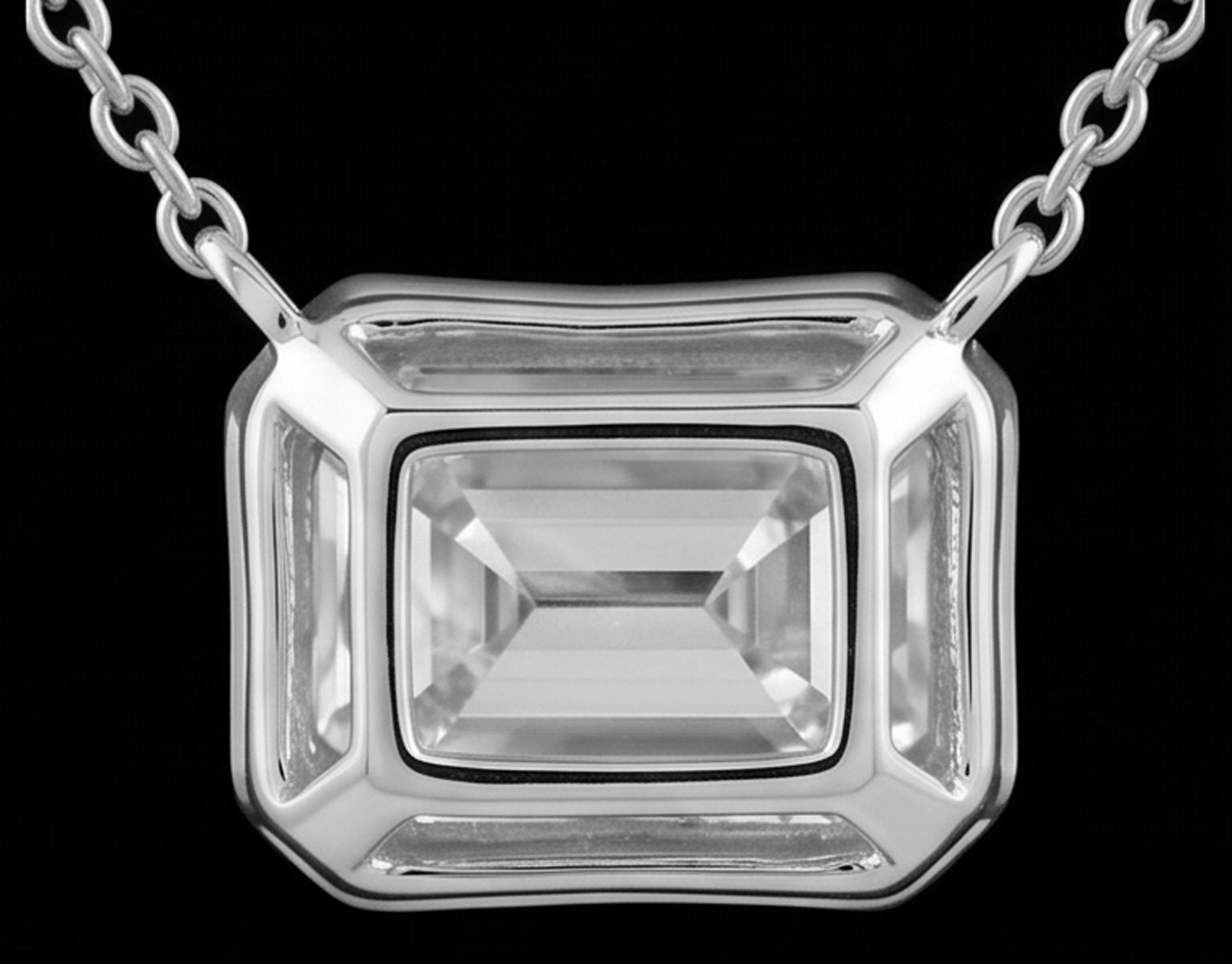 Emerald Cut 1 Carat Lab Grown Pendant 14K White Gold 