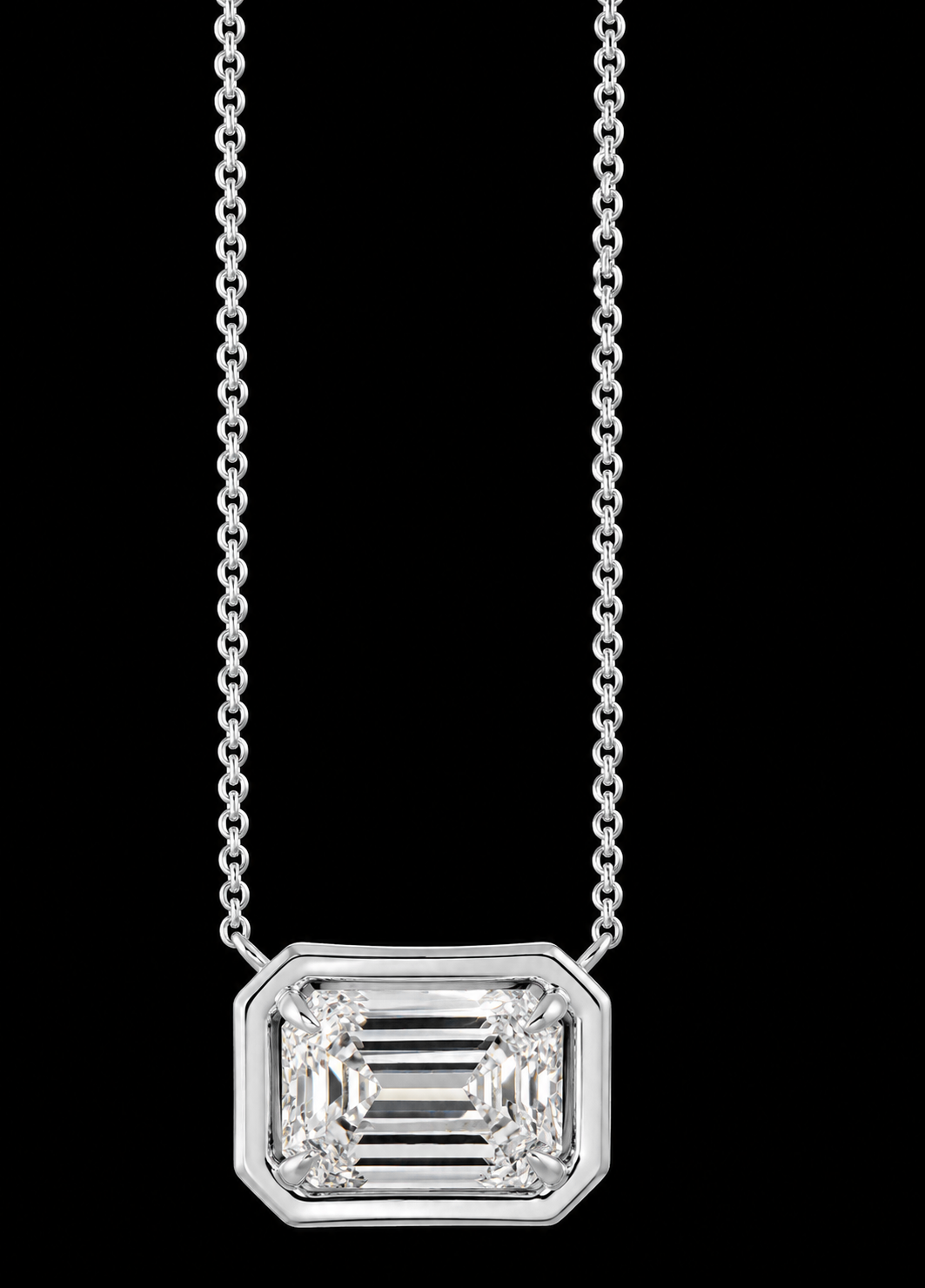 Emerald Cut 1 Carat Lab Grown Pendant 14K White Gold 