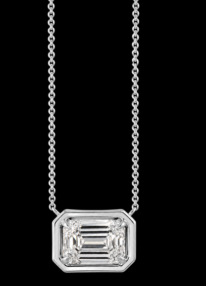 Emerald Cut 1 Carat Lab Grown Pendant 14K White Gold 