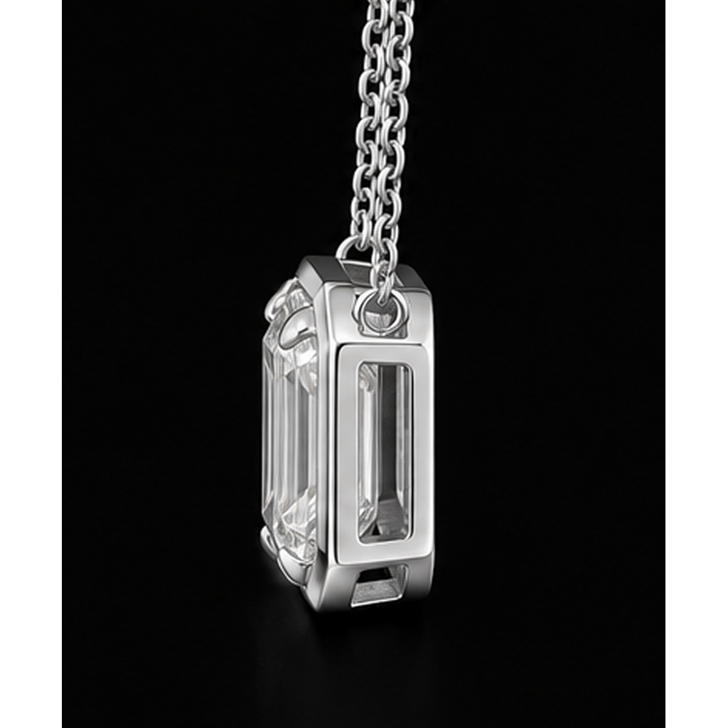 Emerald Cut 1 Carat Natural Pendant 14K White Gold 