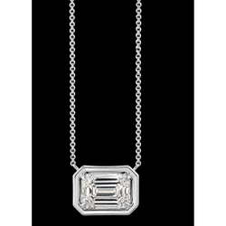Emerald Cut 1 Carat Natural Pendant 14K White Gold