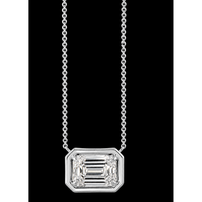 Emerald Cut 1 Carat Natural Pendant 14K White Gold 